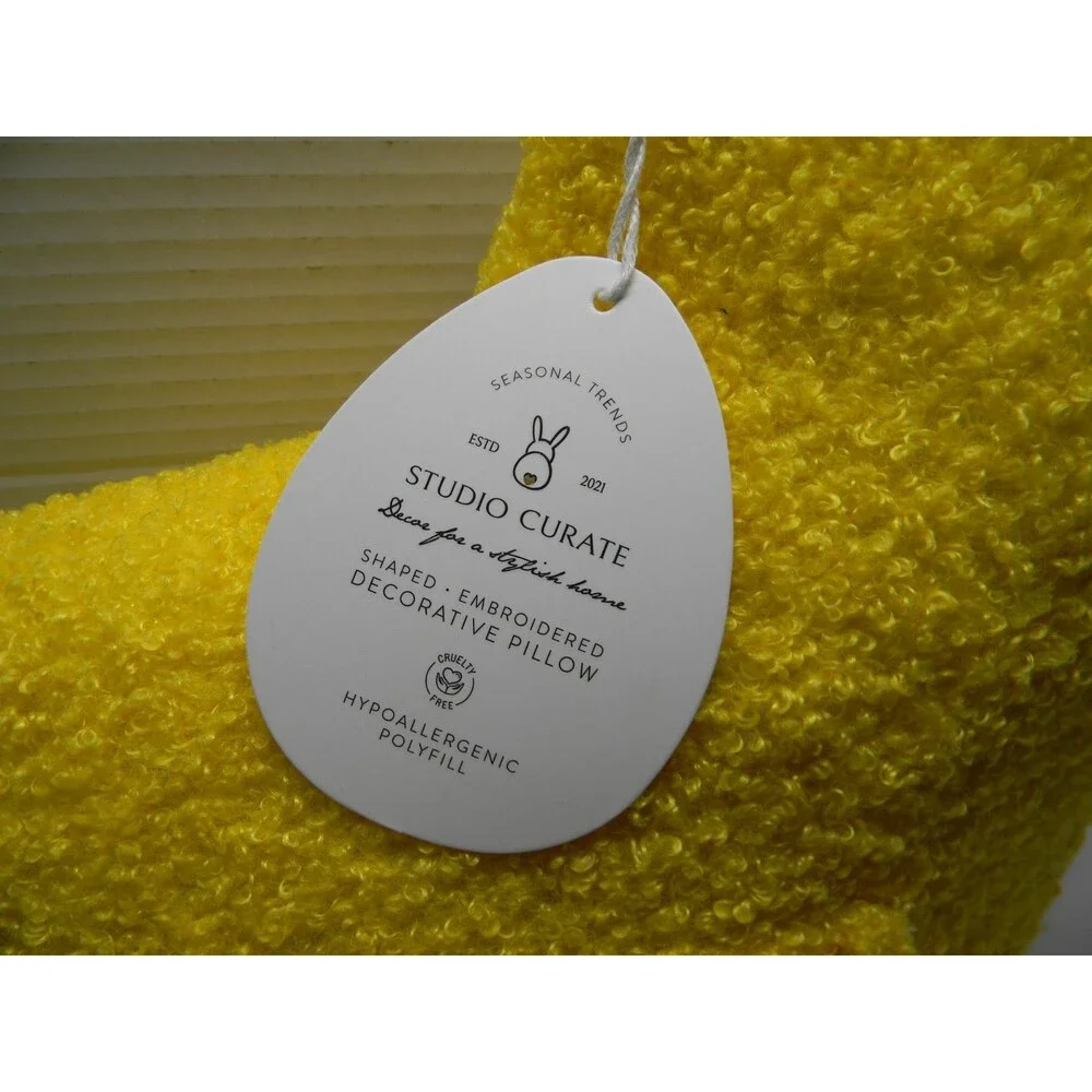 Chick Shaped Throw Pillow Embroidered Decorative Spring Easter Textured NWT